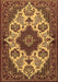 Machine Washable Medallion Brown Traditional Rug, wshtr1729brn