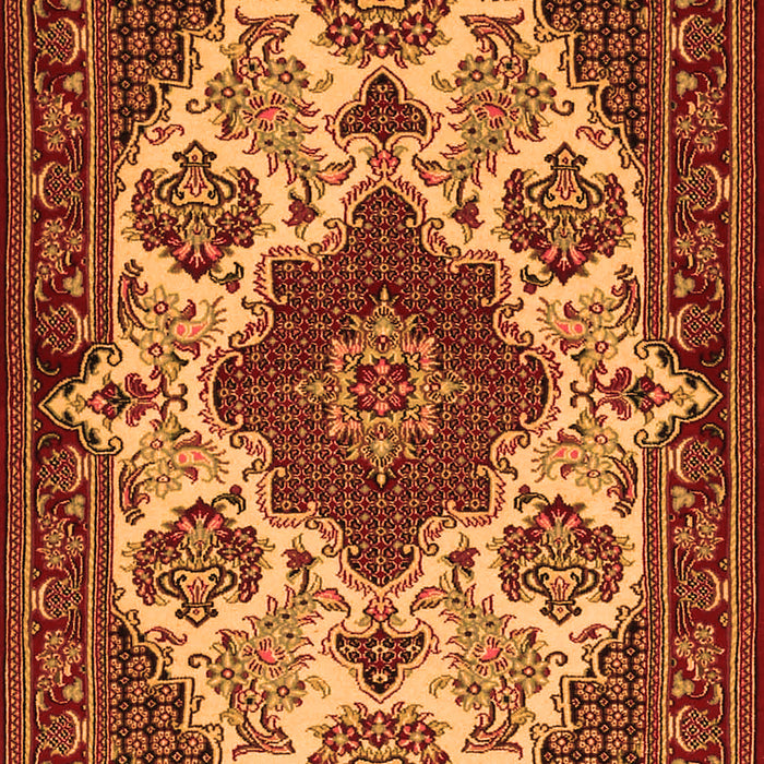 Serging Thickness of Machine Washable Medallion Orange Traditional Area Rugs, wshtr1729org