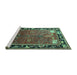 Sideview of Machine Washable Animal Turquoise Traditional Area Rugs, wshtr172turq