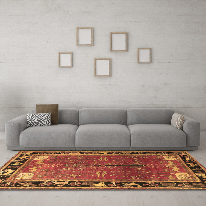 Machine Washable Animal Brown Traditional Rug in a Living Room,, wshtr172brn