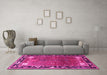 Machine Washable Animal Pink Traditional Rug in a Living Room, wshtr172pnk