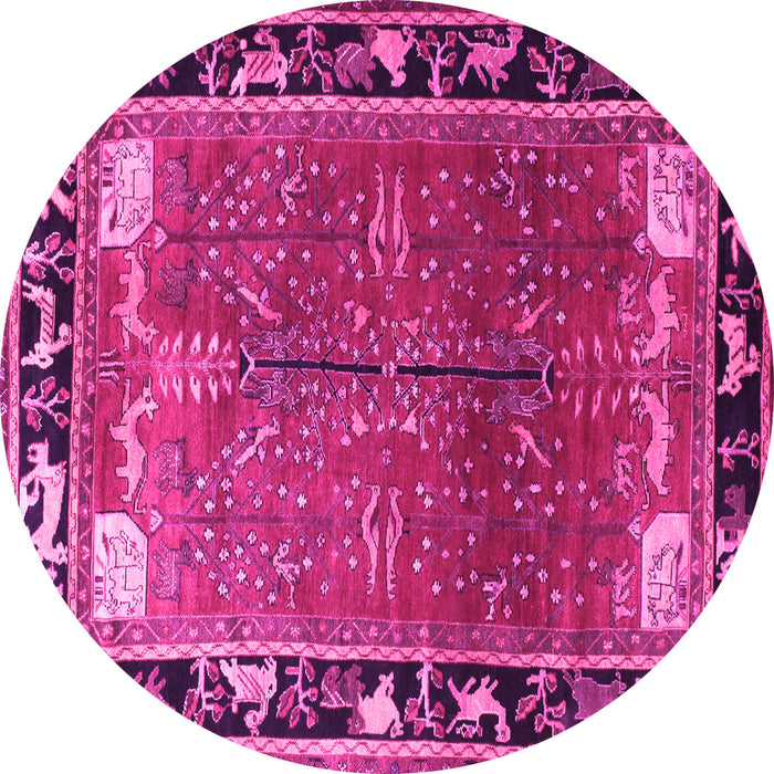 Round Animal Pink Traditional Rug, tr172pnk