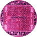 Round Animal Pink Traditional Rug, tr172pnk