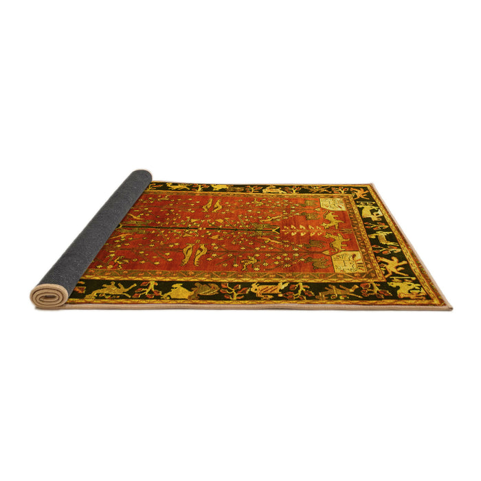 Sideview of Animal Yellow Traditional Rug, tr172yw