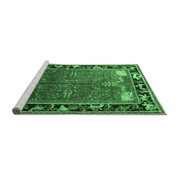Sideview of Machine Washable Animal Emerald Green Traditional Area Rugs, wshtr172emgrn
