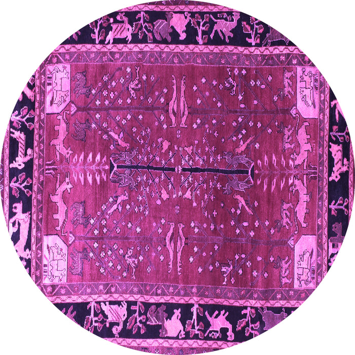 Round Machine Washable Animal Purple Traditional Area Rugs, wshtr172pur