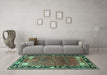 Machine Washable Animal Turquoise Traditional Area Rugs in a Living Room,, wshtr172turq
