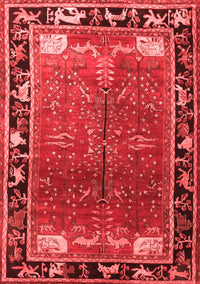 Animal Red Traditional Rug, tr172red