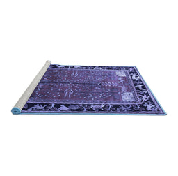 Sideview of Machine Washable Animal Blue Traditional Rug, wshtr172blu
