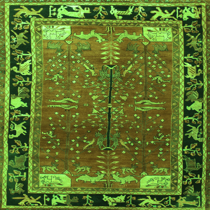 Serging Thickness of Animal Green Traditional Rug, tr172grn