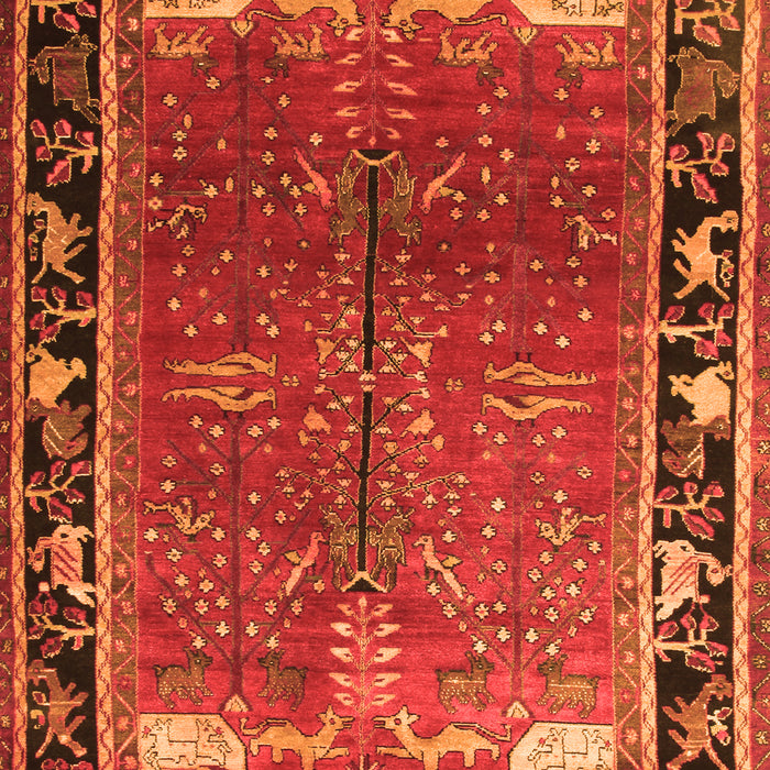 Serging Thickness of Machine Washable Animal Orange Traditional Area Rugs, wshtr172org