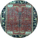 Round Animal Light Blue Traditional Rug, tr172lblu