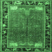 Square Animal Emerald Green Traditional Rug, tr172emgrn