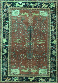 Animal Turquoise Traditional Rug, tr172turq