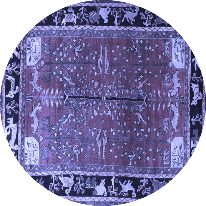 Round Machine Washable Animal Blue Traditional Rug, wshtr172blu