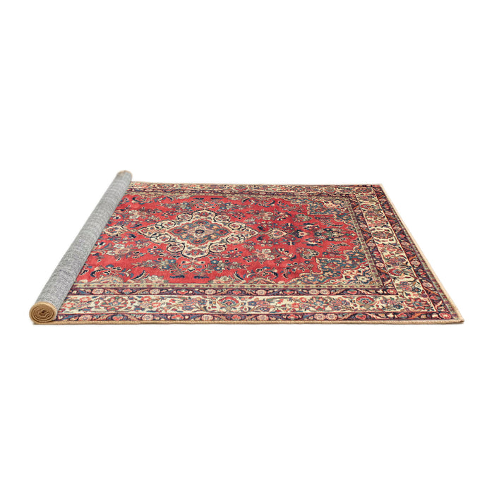 Sideview of Machine Washable Traditional Bright Maroon Red Rug, wshtr173