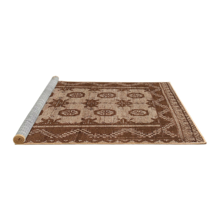 Sideview of Machine Washable Traditional Saddle Brown Rug, wshtr1730