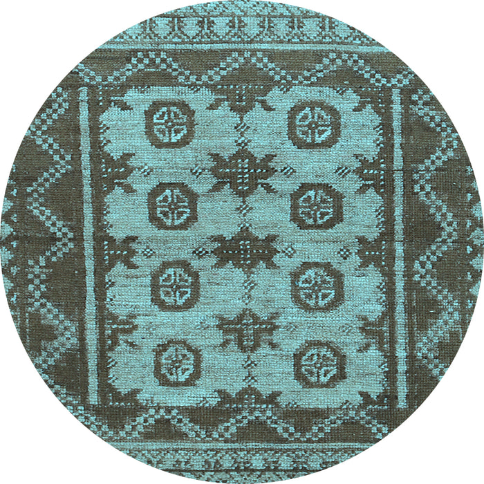 Round Machine Washable Southwestern Light Blue Country Rug, wshtr1730lblu