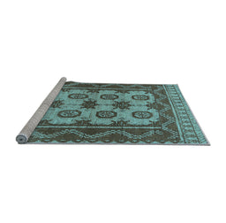 Sideview of Machine Washable Southwestern Light Blue Country Rug, wshtr1730lblu