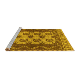 Sideview of Machine Washable Southwestern Yellow Country Rug, wshtr1730yw
