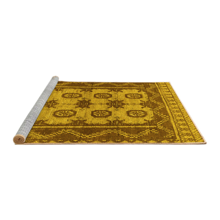 Sideview of Machine Washable Southwestern Yellow Country Rug, wshtr1730yw