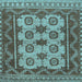 Square Machine Washable Southwestern Light Blue Country Rug, wshtr1730lblu