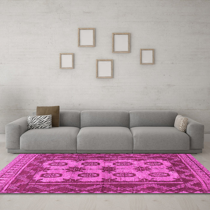 Machine Washable Southwestern Pink Country Rug in a Living Room, wshtr1730pnk
