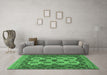 Machine Washable Southwestern Emerald Green Country Area Rugs in a Living Room,, wshtr1730emgrn