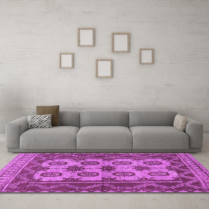 Machine Washable Southwestern Purple Country Area Rugs in a Living Room, wshtr1730pur