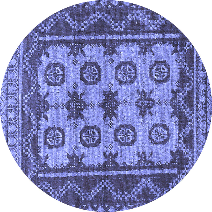 Round Southwestern Blue Country Rug, tr1730blu