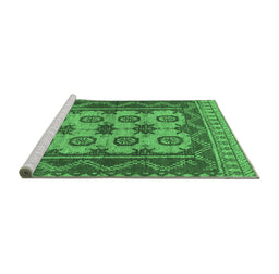 Sideview of Machine Washable Southwestern Emerald Green Country Area Rugs, wshtr1730emgrn