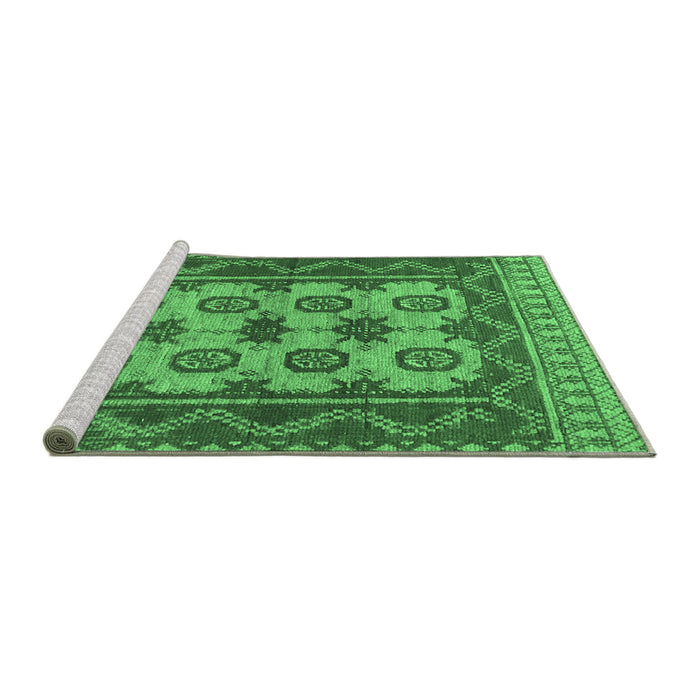 Sideview of Machine Washable Southwestern Emerald Green Country Area Rugs, wshtr1730emgrn