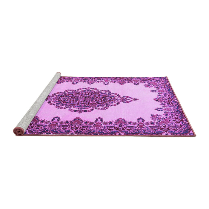 Sideview of Machine Washable Medallion Purple Traditional Area Rugs, wshtr1731pur