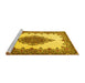 Sideview of Machine Washable Medallion Yellow Traditional Rug, wshtr1731yw