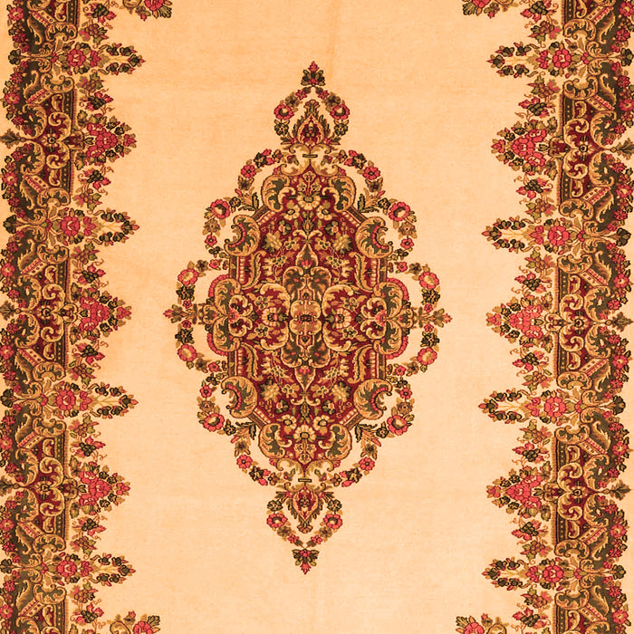 Serging Thickness of Machine Washable Medallion Orange Traditional Area Rugs, wshtr1731org