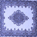 Square Machine Washable Medallion Blue Traditional Rug, wshtr1731blu