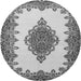 Machine Washable Medallion Gray Traditional Rug, wshtr1731gry