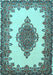 Machine Washable Medallion Light Blue Traditional Rug, wshtr1731lblu