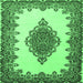 Square Medallion Emerald Green Traditional Rug, tr1731emgrn