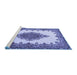 Sideview of Machine Washable Medallion Blue Traditional Rug, wshtr1731blu