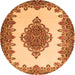 Square Medallion Orange Traditional Rug, tr1731org