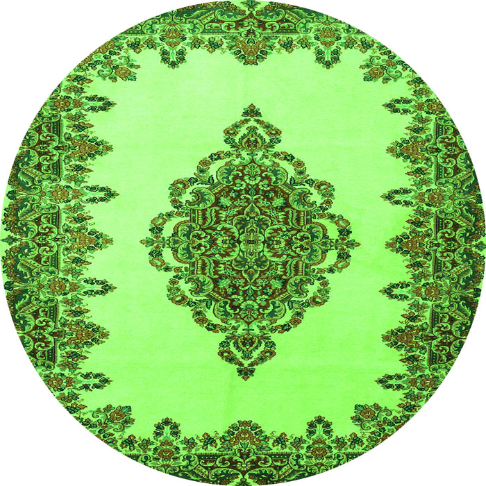 Square Medallion Green Traditional Rug, tr1731grn