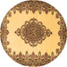 Round Medallion Brown Traditional Rug, tr1731brn