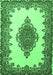 Machine Washable Medallion Emerald Green Traditional Area Rugs, wshtr1731emgrn