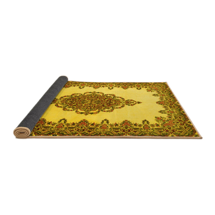 Sideview of Medallion Yellow Traditional Rug, tr1731yw