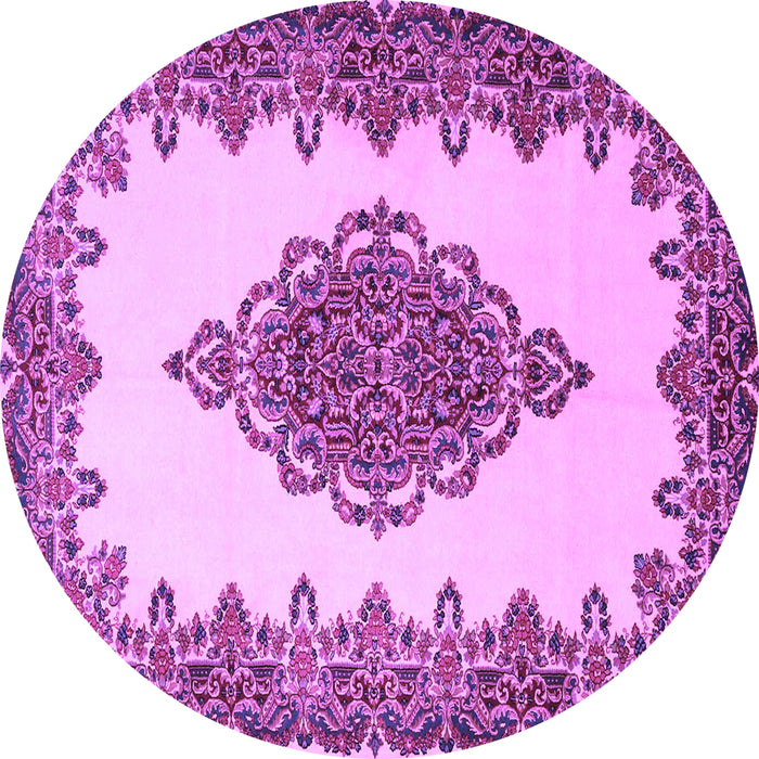 Round Medallion Purple Traditional Rug, tr1731pur