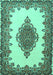 Machine Washable Medallion Turquoise Traditional Area Rugs, wshtr1731turq