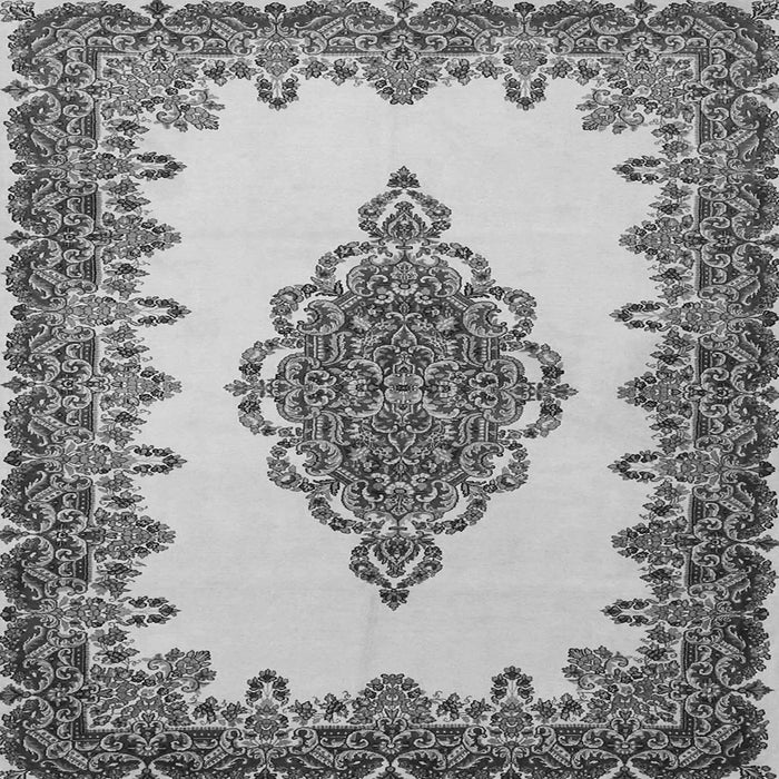 Round Machine Washable Medallion Gray Traditional Rug, wshtr1731gry