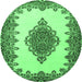 Round Medallion Emerald Green Traditional Rug, tr1731emgrn