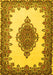 Machine Washable Medallion Yellow Traditional Rug, wshtr1731yw